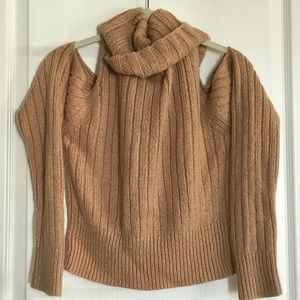 Peachy open shoulder knit sweater